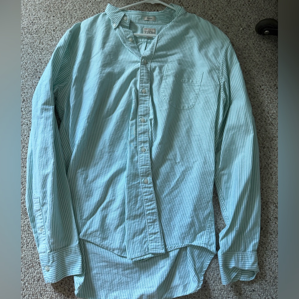 J. Crew Mint Green Striped Shirt